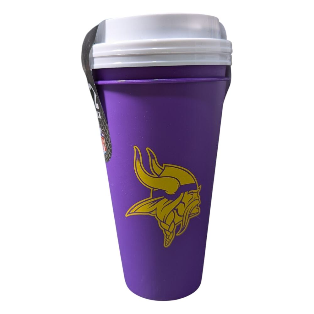 Minnesota Vikings Travel Cup With A White Lid Drink Wear 17oz NWT